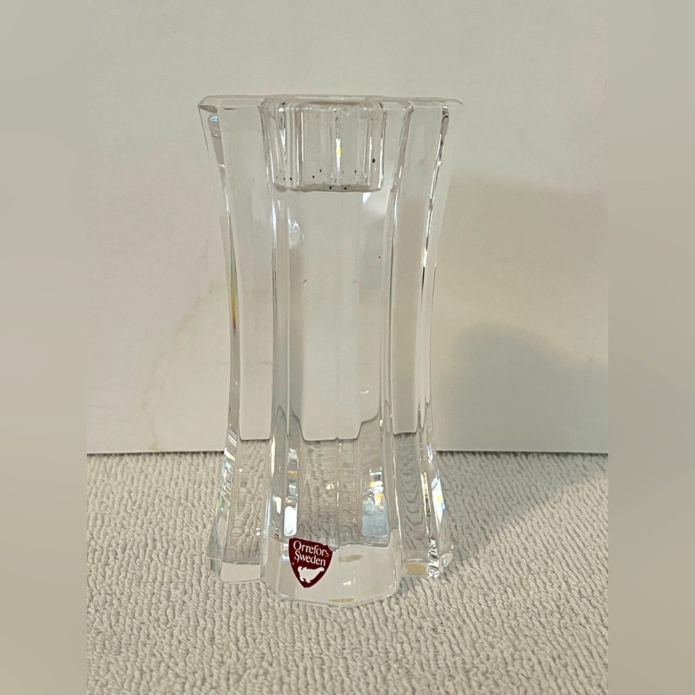 VTG Orrefors crystal candle holder “Forsythia” Made In Sweden 5.5 “ Tall